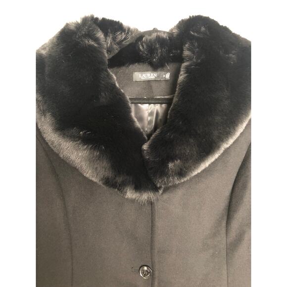 Lauren Ralph Lauren Faux Fur Collar Coat Women's Size 16 Black NEW - Picture 3 of 10